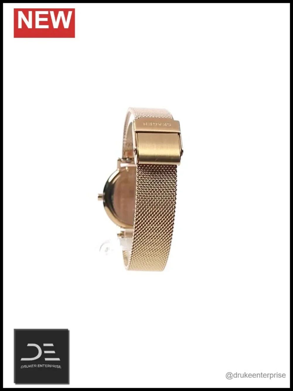30mm Stainless Steel Mesh Quartz Wrist Watch with Crystal Accents